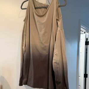 Easel Gradient Cold Shoulder Long Sleeve Top